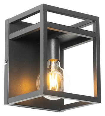 Industri Le Wandlamp Zwart Met Rek Cage Rack Favi Cz