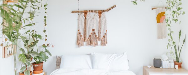 obývací stěna boho styl