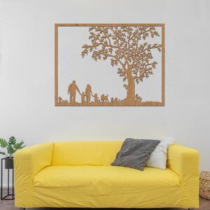 Dřevo života | Dřevěný strom na zeď RODINA | Rozměry (cm): 80x64 | Barva: Horský dub