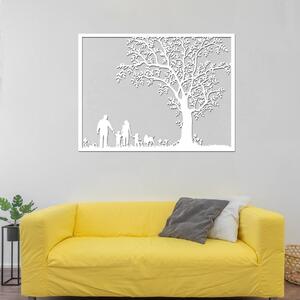 Dřevo života | Dřevěný strom na zeď RODINA | Rozměry (cm): 95x76 | Barva: Bílá