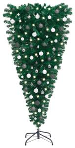 Obrácený umělý vánoční stromek s LED diodami sada koulí 120 cm