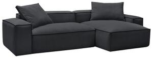 -25 % Dny MOMENTI– Bobochic Paris Černá manšestrová rohová pohovka Boheme 302 cm, levá/pravá