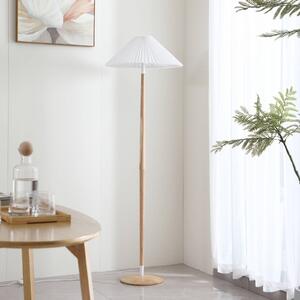 Stojací lampa Lucande Ellorin, bílá, dřevo, Ø 47,5 cm, E27