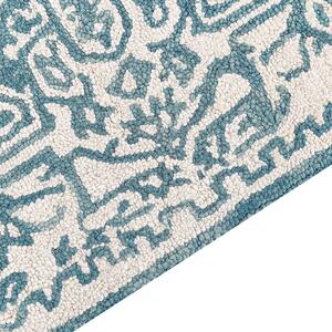Vlněný koberec 80 x 150 cm bílý/modrý AHMETLI