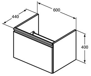 Ideal Standard Tesi - Skříňka pod umyvadlo 60 cm - 1 zásuvka, Lesklý lak bílý, T0046OV