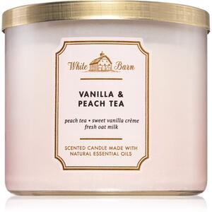 Bath & Body Works Vanilla & Peach Tea vonná svíčka 411 g