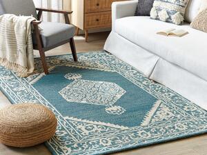 Vlněný koberec 140 x 200 cm bílý/modrý GEVAS
