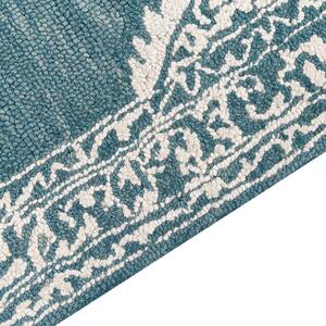 Vlněný koberec 200 x 200 cm bílý/modrý GEVAS