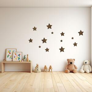 Dřevo života | Sada 12 samolepicích hvězd na zeď | Rozměry (cm): 8-16 | Barva: Ořech