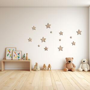 Dřevo života | Sada 12 samolepicích hvězd na zeď | Rozměry (cm): 4-8 | Barva: Světlý dub