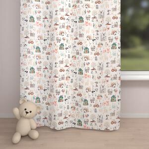 Biante Dětský bavlněný závěs Sandra SA-563 Zvířátka na farmě na bílém 150x150 cm
