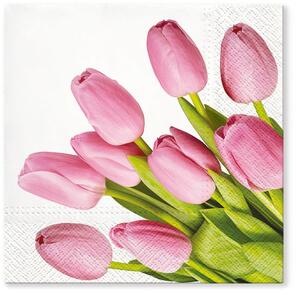 Papírové ubrousky, dekorace Tulipány 33 x 33 cm, 20 ks