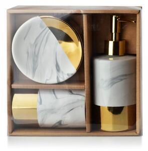 DekorStyle Sada koupelnových doplňků Odette Marble bílo-zlatá