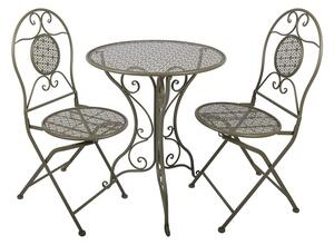 Tmavě zelený zahradní set / bistro set stolek a 2 židle ve vintage stylu Zundert – 60x70 / 2x 50x40x93 cm