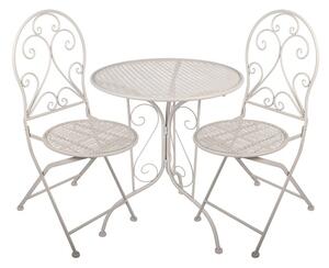 Bílý zahradní set / bistro set stolek a 2 židle ve vintage stylu Hallum – 60x70 / 2x 39x39x94 cm