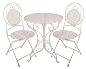 Bílý zahradní set / bistro set stolek a 2 židle ve vintage stylu Bladel – 60x74 / 2x 50x40x92 cm