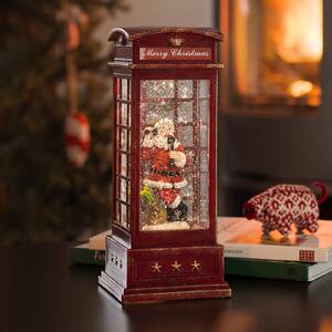 LED dekorační telefonní budka se Santa Clausem