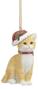 Vánoční ozdoba kočka s čepicí a šálou - 2 varianty Barva: žlutá
