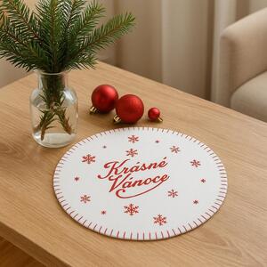 Prostírání filcové - Krásné Vánoce bílé 30cm 1000802C-0