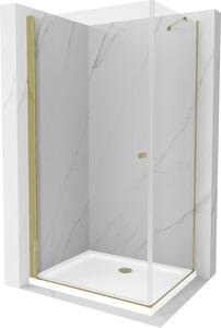 Mexen Pretoria sprchový kout 80 x 100 cm, čiré sklo, zlatý profil, 6mm sklo + sprchová vanička Slim, 852-080-100-50-00-4010