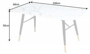 FurniGO Konferenční stolek Paris 110cm mramorový vzhled bílý