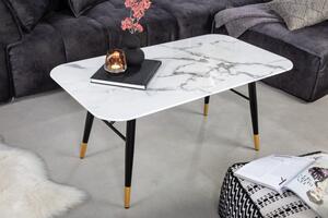 FurniGO Konferenční stolek Paris 110cm mramorový vzhled bílý