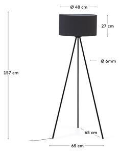 Černá stojací lampa s textilním stínidlem (výška 157 cm) Ikia – Kave Home
