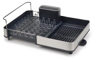 Tmavě šedý nastavitelný odkapávač z nerezové oceli 36x32 cm Extend Steel – Joseph Joseph