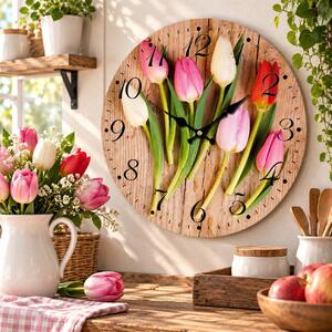 Nástěnné hodiny – Tulipány, Ø 34 cm 2000043