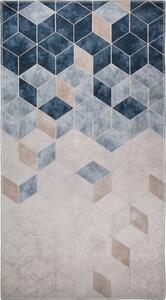 Tmavě modro-krémový pratelný koberec 80x50 cm - Vitaus