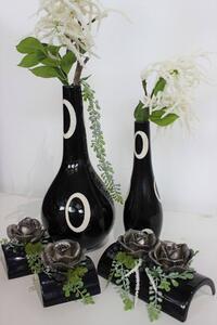 Černá váza BLACK&WHITE 2ks 14cm