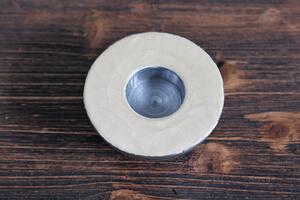 Krémově stříbrný kulatý svícen Cappucino 10cm