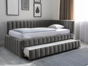 Čalouněná postel COMFINO VELVET s přistýlkou 120x200 cm šedá