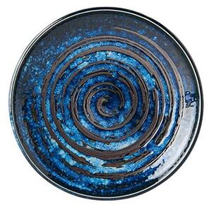 Modrý keramický talíř MIJ Copper Swirl, ø 17 cm
