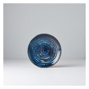 Modrý keramický talíř MIJ Copper Swirl, ø 17 cm