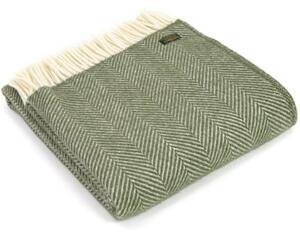 Vlněná deka Fishbone Olive 183 x 150 cm Tweedmill