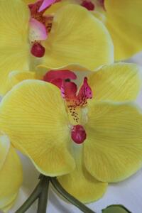 Žlutá umělá orchidej na stonku 75cm