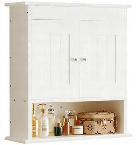 Závěsná koupelnová skříňka Rebiko bílá, 2-dveřová, MDF deska, 55 cm