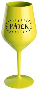 PÁTEK - žlutá nerozbitná sklenička na víno 470 ml