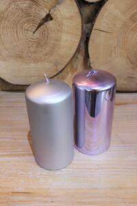 Stříbrné a fialové adventní svíčky 15cm 4set