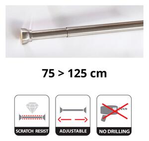 Spirella tyč na sprchový závěs KRETA, bez vrtání, lesklá, hliník, 75 - 125 cm