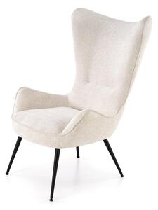 Designové křeslo ušák JUKON — kov, látka, krémová