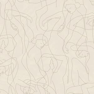 Grafická vliesová tapeta na zeď, obrysy postav, krémová, SO27043, Soleado, Decoprint