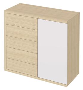 Bílá nízká šatní skříň v dekoru dubu 113x113 cm Hugo - TemaHome