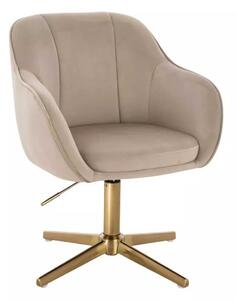 LuxuryForm DESIGN Židle AVOLA VELUR na zlatém kříži - latte