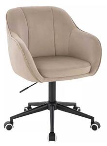 LuxuryForm DESIGN Židle AVOLA VELUR na černé podstavě s kolečky - latte