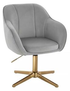 LuxuryForm DESIGN Židle AVOLA VELUR na zlatém kříži - světle šedá
