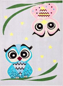 Dětský kusový koberec Agnella Funky Top Owl Sovy šedý Rozměr: 133x180 cm