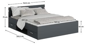 Manželská postel 160 cm Michigin (grafit) (s úložným prostorem). 1096903