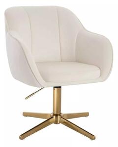 LuxuryForm DESIGN Židle AVOLA VELUR na zlatém kříži - bílá